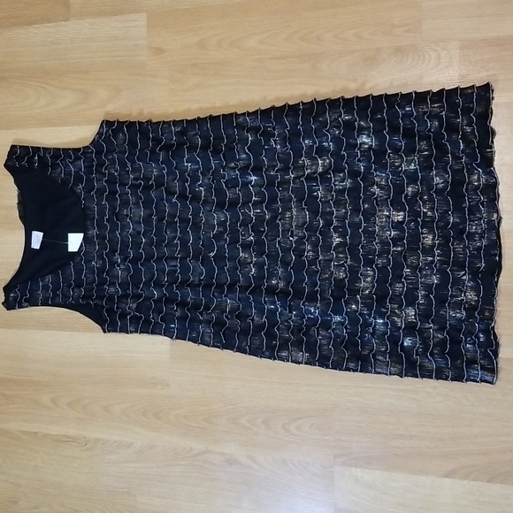 Suzy Shier black and metallic ruffle dress large NWT - Picture 7 of 12